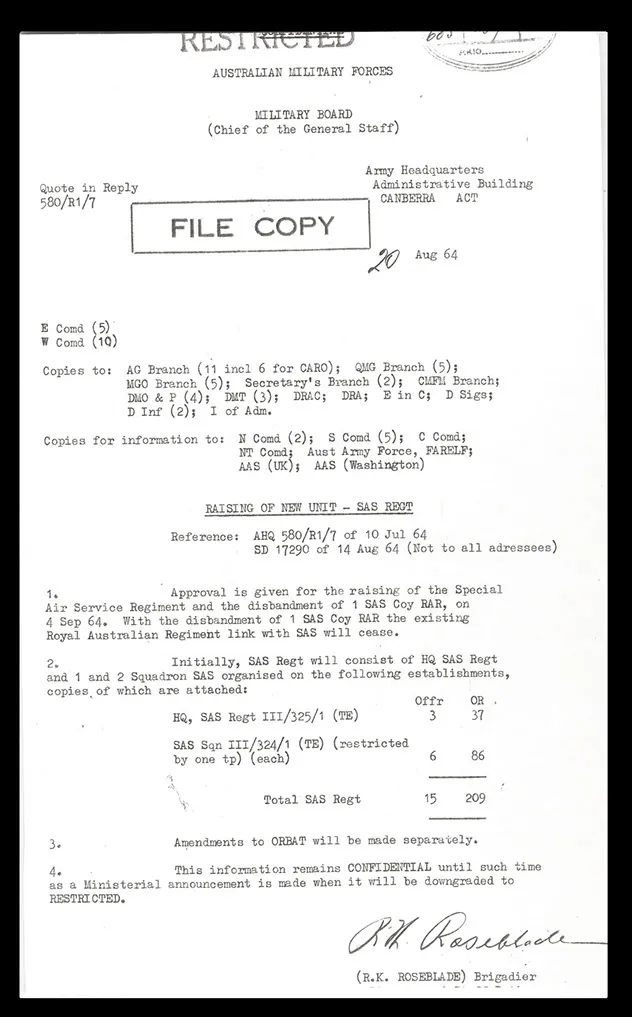 Document of new 1st SASR Company
